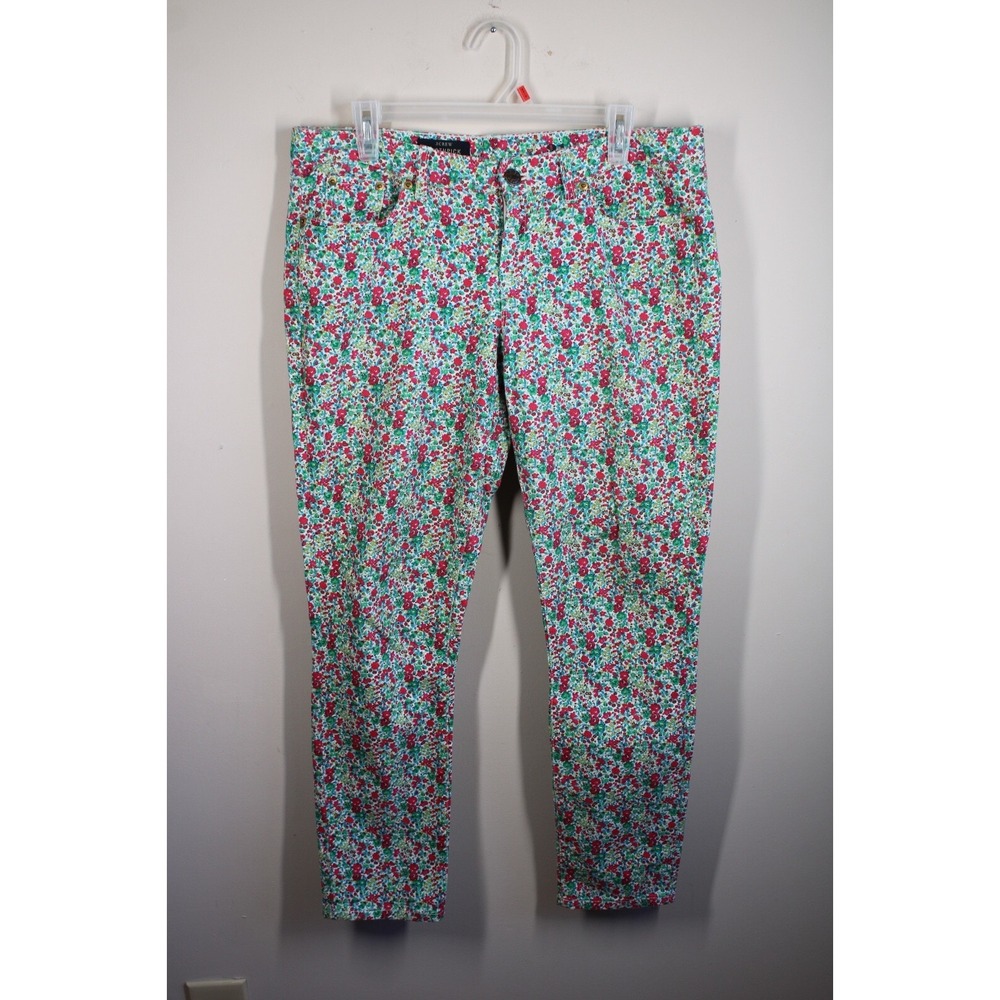 J. Crew 31 Ankle Liberty Floral Multicolor Toothpick Cotton Stretch Jeans 30679